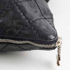 Chanel Diamond Stitched Expandable Leather Zip Tote Blacke