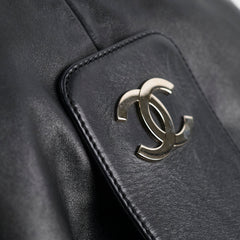 Chanel Diamond Stitched Expandable Leather Zip Tote Blacke