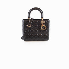 Christian Dior Lady Dior Medium Black Lambskin