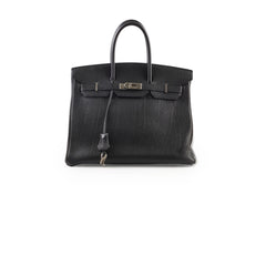 Hermes Birkin 35 Black Fjord Leather G in square (2003)