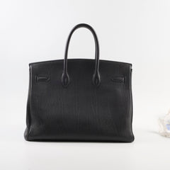 Hermes Birkin 35 Black Fjord Leather G in square (2003)