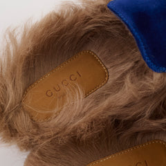 Gucci Princetown Fur Mules Suede Blue - Size 35.5