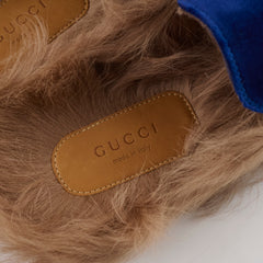 Gucci Princetown Fur Mules Suede Blue - Size 35.5