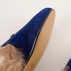 Gucci Princetown Fur Mules Suede Blue - Size 35.5