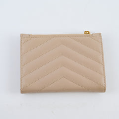Saint Laurent Cassandre Fragments compact wallet beige