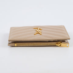 Saint Laurent Cassandre Fragments compact wallet beige