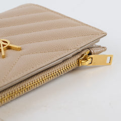 Saint Laurent Cassandre Fragments compact wallet beige