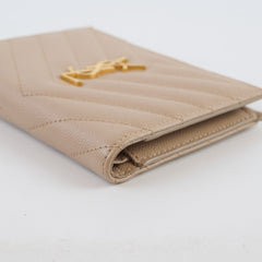Saint Laurent Cassandre Fragments compact wallet beige