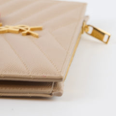 Saint Laurent Cassandre Fragments compact wallet beige