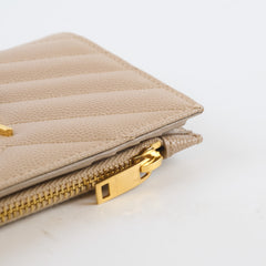 Saint Laurent Cassandre Fragments compact wallet beige