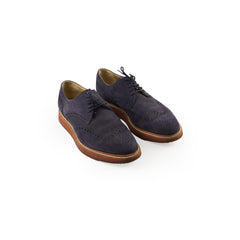 Hermes Mens Lace Up Brogues Suede Navy - Size 42.5