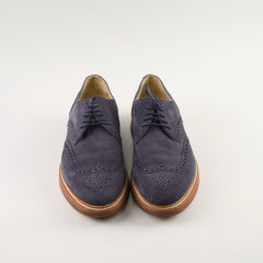 Hermes Mens Lace Up Brogues Suede Navy - Size 42.5