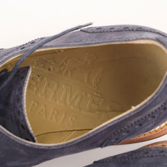 Hermes Mens Lace Up Brogues Suede Navy - Size 42.5