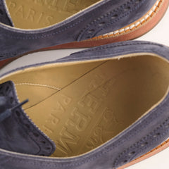 Hermes Mens Lace Up Brogues Suede Navy - Size 42.5