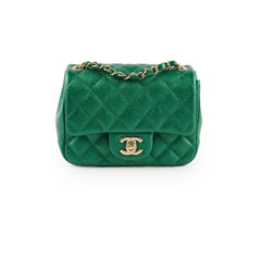 Chanel Mini Square Caviar 18S Iridescent Green
