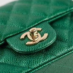 Chanel Mini Square Caviar 18S Iridescent Green