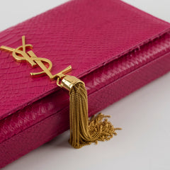 Saint Laurent Kate Clutch Tassel Python Fuchsia Pink