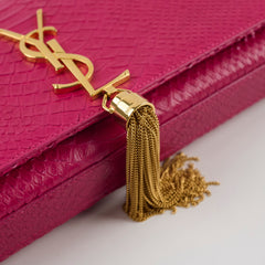 Saint Laurent Kate Clutch Tassel Python Fuchsia Pink