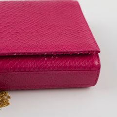 Saint Laurent Kate Clutch Tassel Python Fuchsia Pink