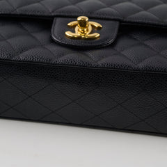Chanel Caviar 24k Vintage Medium M/L Classic Flap Black Series 12