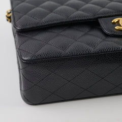 Chanel Caviar 24k Vintage Medium M/L Classic Flap Black Series 12