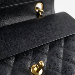 Chanel Caviar 24k Vintage Medium M/L Classic Flap Black Series 12
