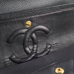 Chanel Caviar 24k Vintage Medium M/L Classic Flap Black Series 12