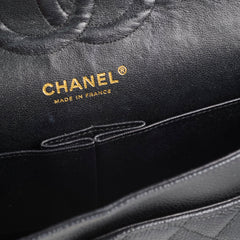 Chanel Caviar 24k Vintage Medium M/L Classic Flap Black Series 12