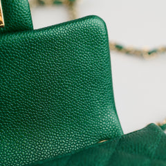 Chanel 18S Mini Square Flap Bag Caviar Emerald Green