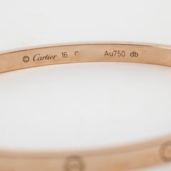Cartier Love Bracelet Small Model Size 16 Pink Gold