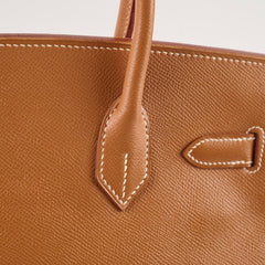 Hermes Birkin 30 Gold Courchevel GHW D in Square