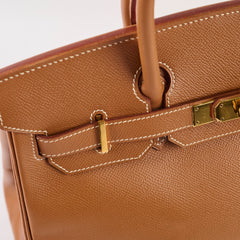 Hermes Birkin 30 Gold Courchevel GHW D in Square