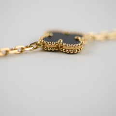 Van Cleef & Arpels Vintage Alhambra Yellow Gold 5 Motif Onyx Bracelet
