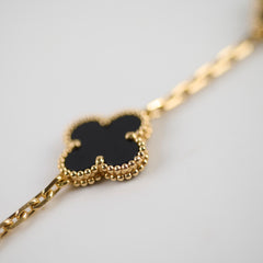 Van Cleef & Arpels Vintage Alhambra Yellow Gold 5 Motif Onyx Bracelet