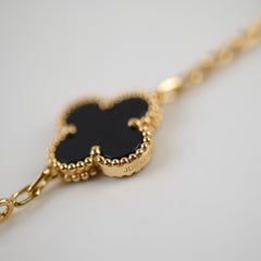 Van Cleef & Arpels Vintage Alhambra Yellow Gold 5 Motif Onyx Bracelet