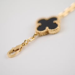 Van Cleef & Arpels Vintage Alhambra Yellow Gold 5 Motif Onyx Bracelet