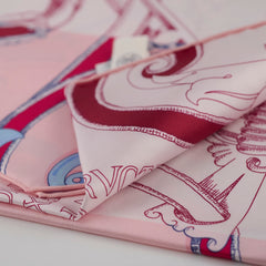 Hermes Long Silk Maxi Twilly Echarpe De Soie Rose/Blanc/Bordeau