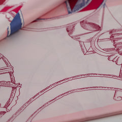 Hermes Long Silk Maxi Twilly Echarpe De Soie Rose/Blanc/Bordeau