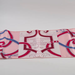 Hermes Long Silk Maxi Twilly Echarpe De Soie Rose/Blanc/Bordeau