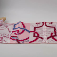 Hermes Long Silk Maxi Twilly Echarpe De Soie Rose/Blanc/Bordeau