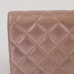 Chanel Metallic Quilted Long Wallet Pink