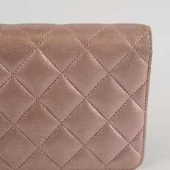 Chanel Metallic Quilted Long Wallet Pink