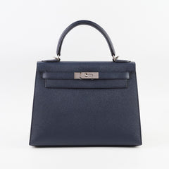 Hermes Kelly 28 Blue Indigo Epsom Sellier PHW Y Stamp