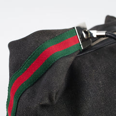 Gucci Denim Web Sherry Line Shoulder Bag Black