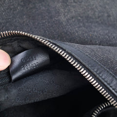 Gucci Denim Web Sherry Line Shoulder Bag Black