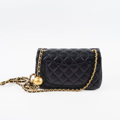 Chanel Rectangle Mini Gold Ball Black Lambskin GHW