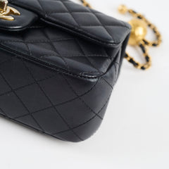 Chanel Rectangle Mini Gold Ball Black Lambskin GHW