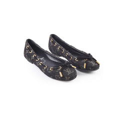 Louis Vuitton Denim Flat Ballerina Black Size 34.5