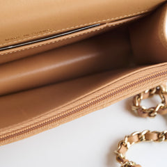 Chanel Top Handle Phone Holder on Chain Dark Beige