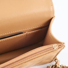Chanel Top Handle Phone Holder on Chain Dark Beige
